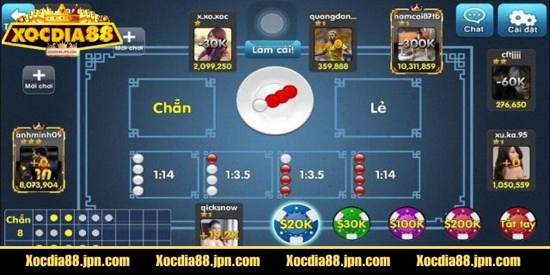 Cách Chơi Xóc Đĩa Xocdia88 Chi Tiết Cho Người Mới Tham Gia 2 Mỗi bàn hiển thị khung đặt cược, đồng hồ đếm ngược